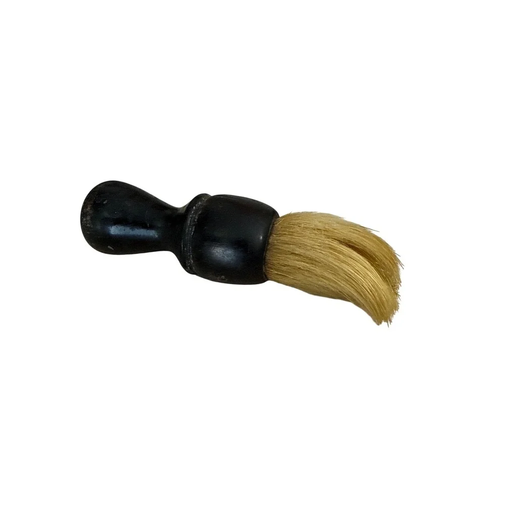 Shaving Brush Black‎ Handle Natural Bristle Barber Grooming Tool Vintage